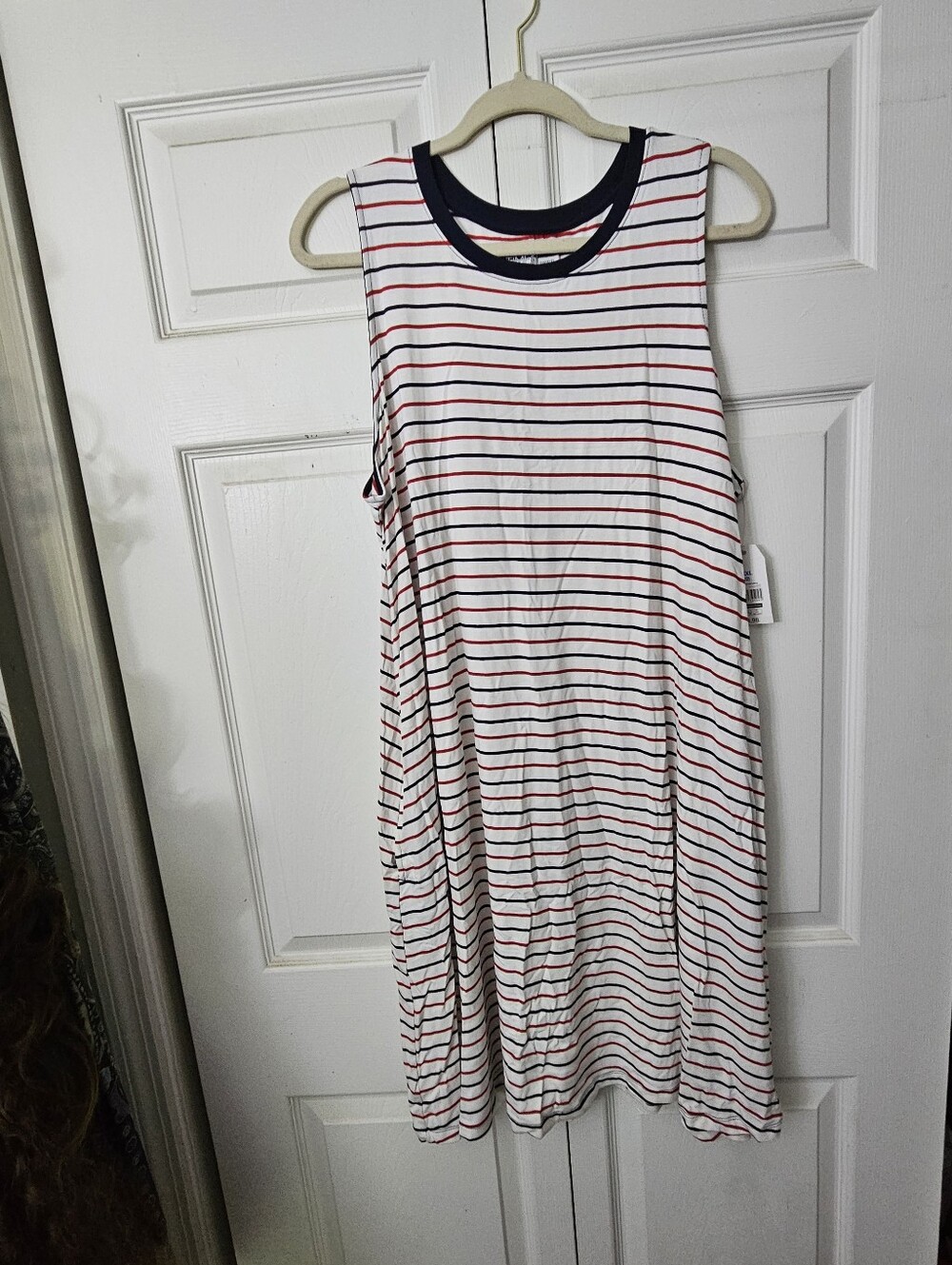 Time and Tru Red White and Navy Striped Tank Dress